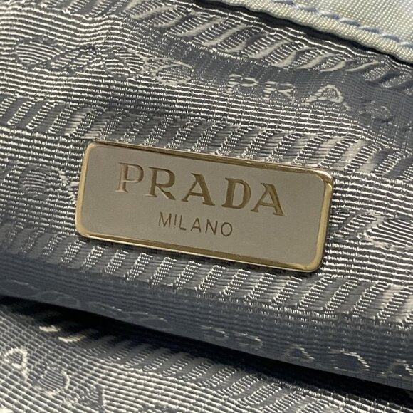 Auth PRADA - Light Blue Nylon Leather Pouch - Picture 8 of 8